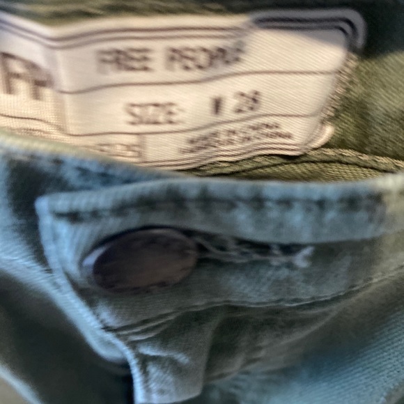 Free People Olive Green ankle crop fringe jeans 28 - Picture 5 of 8